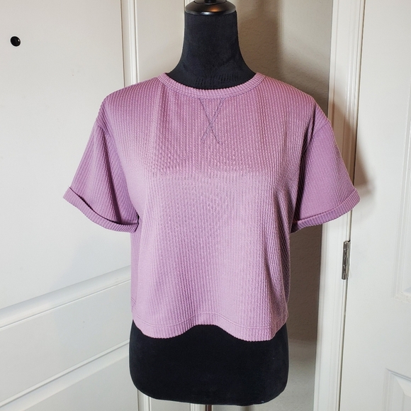 Francesca's Blue Rain Becca Boxy Soft Rib Knit Tee Women's Size Small NWOT - Picture 15 of 16